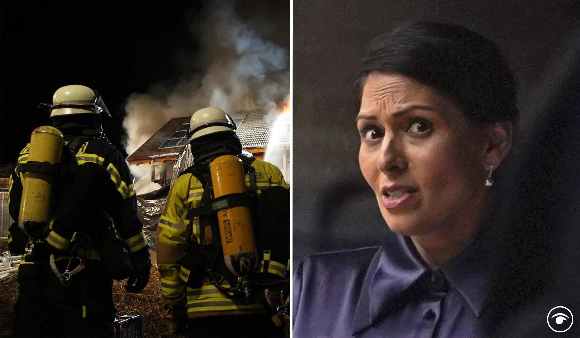 Firefighters ‘might not be able to fight all fires’, Priti Patel warned