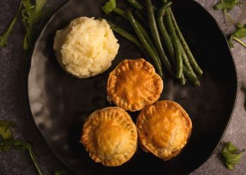 Hearty Beef Pot Pies with Green Beans and Mashed Potato