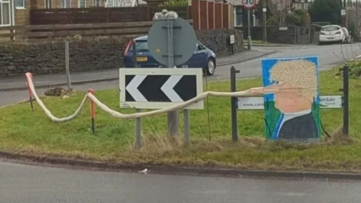 Roundabout installation in Halifax poking fun at Boris Johnson goes viral