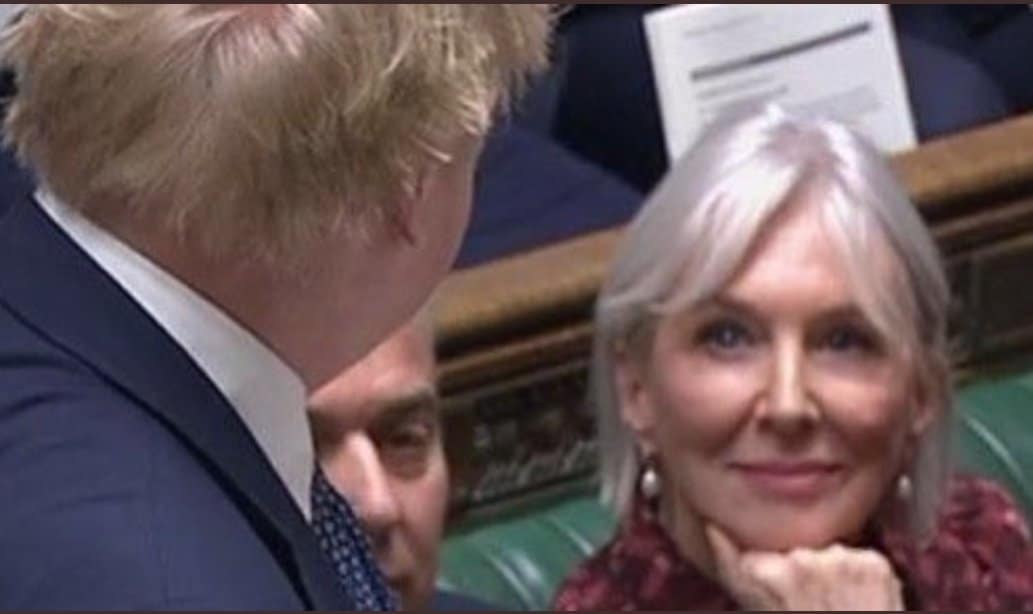 Reactions as Dorries is snapped doting over PM in the Commons