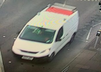 CCTV grab of the white van used by the van thieves. Credit;SWNS