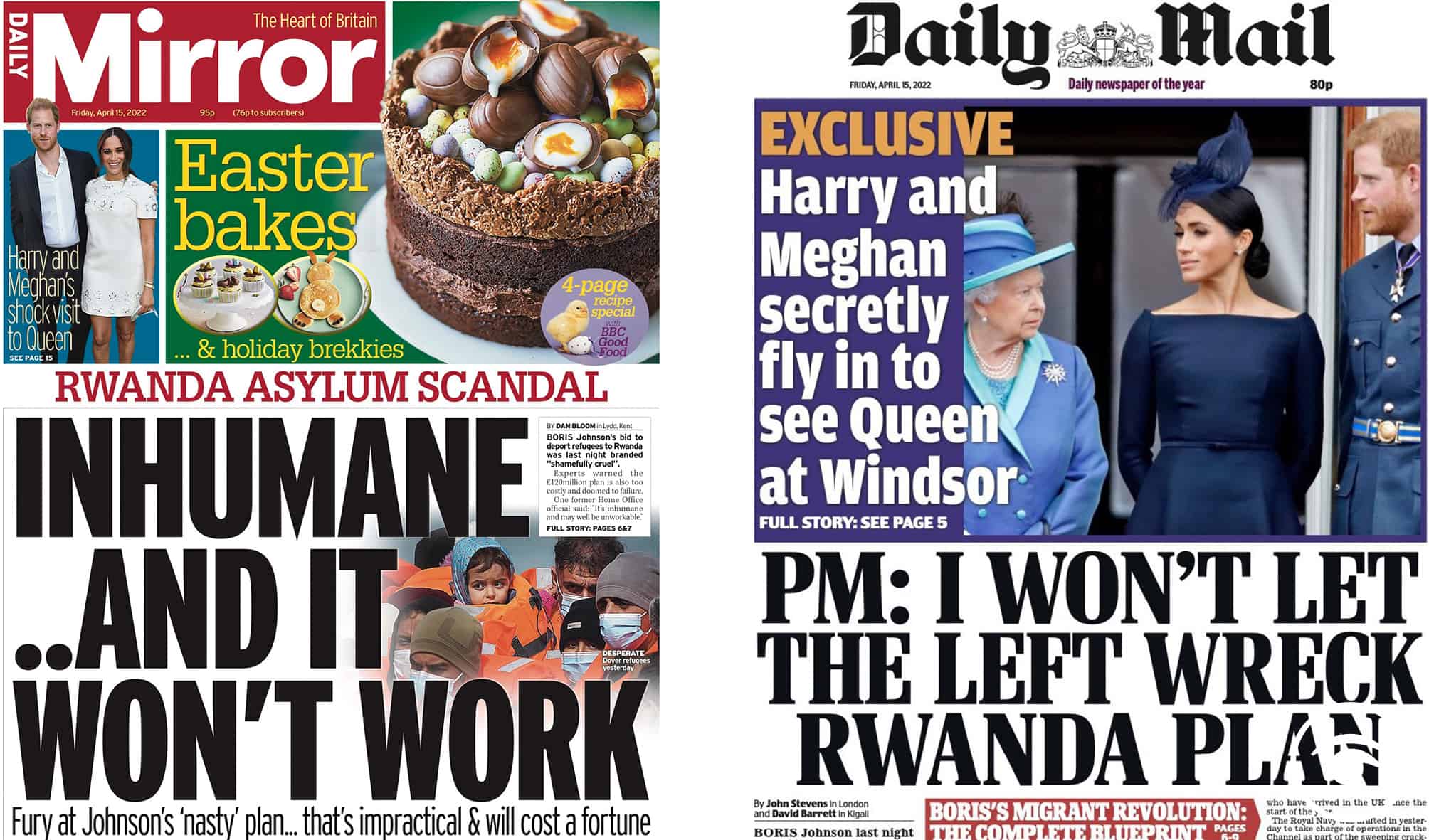 As you can imagine the papers are split over PM’s Rwanda policy…