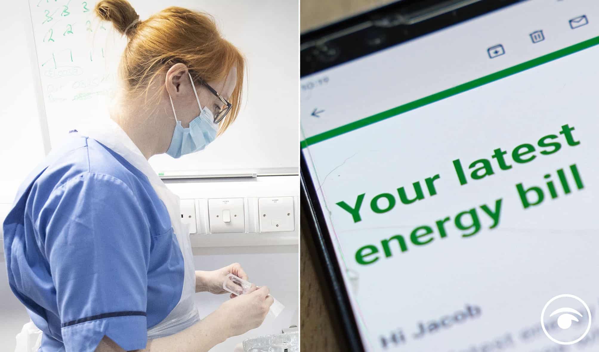 Huge Oct energy price cap rise as nurses already relying on food banks and unable to pay rent