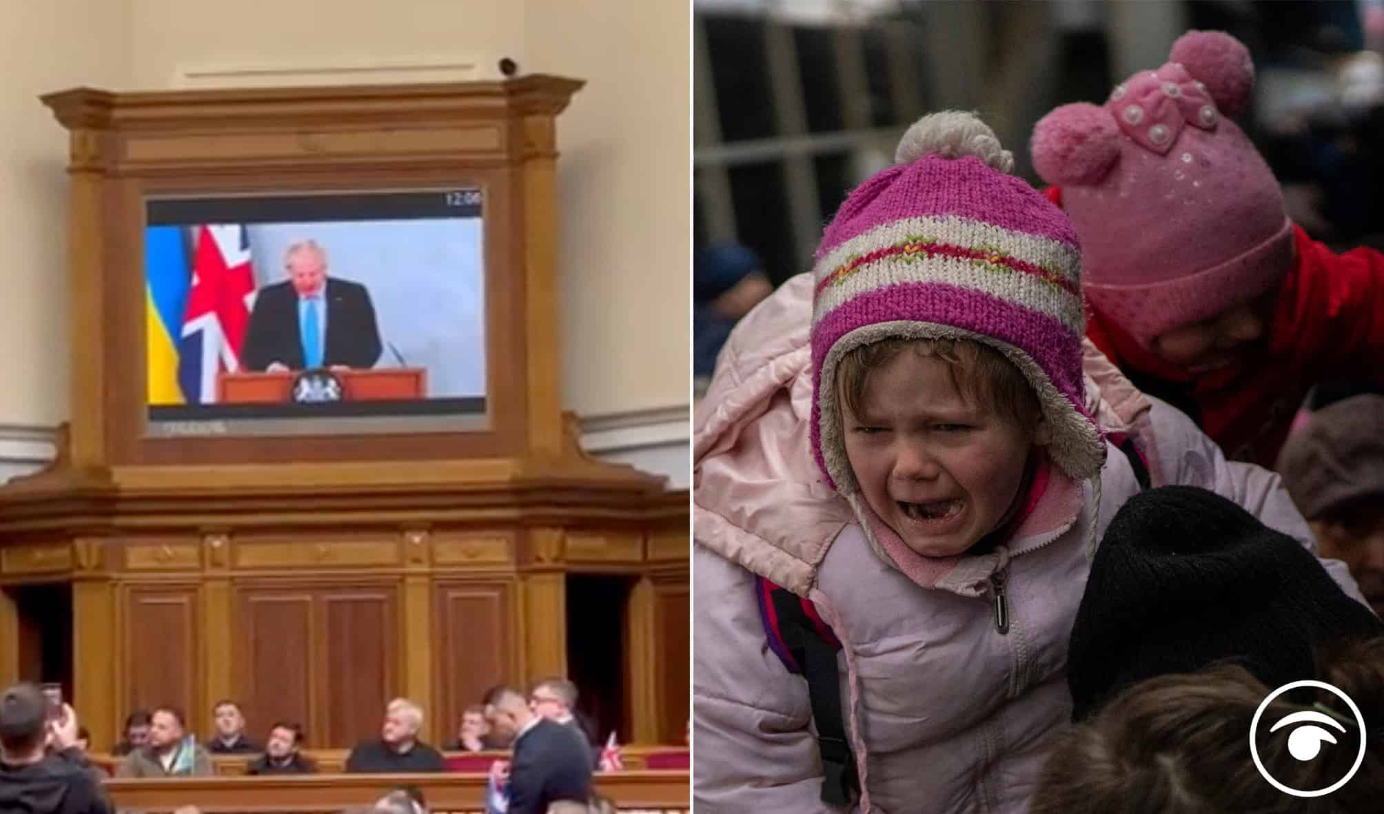 Ironic? PM makes speech to Ukraine’s parliament as govt faces legal action over refugee intake