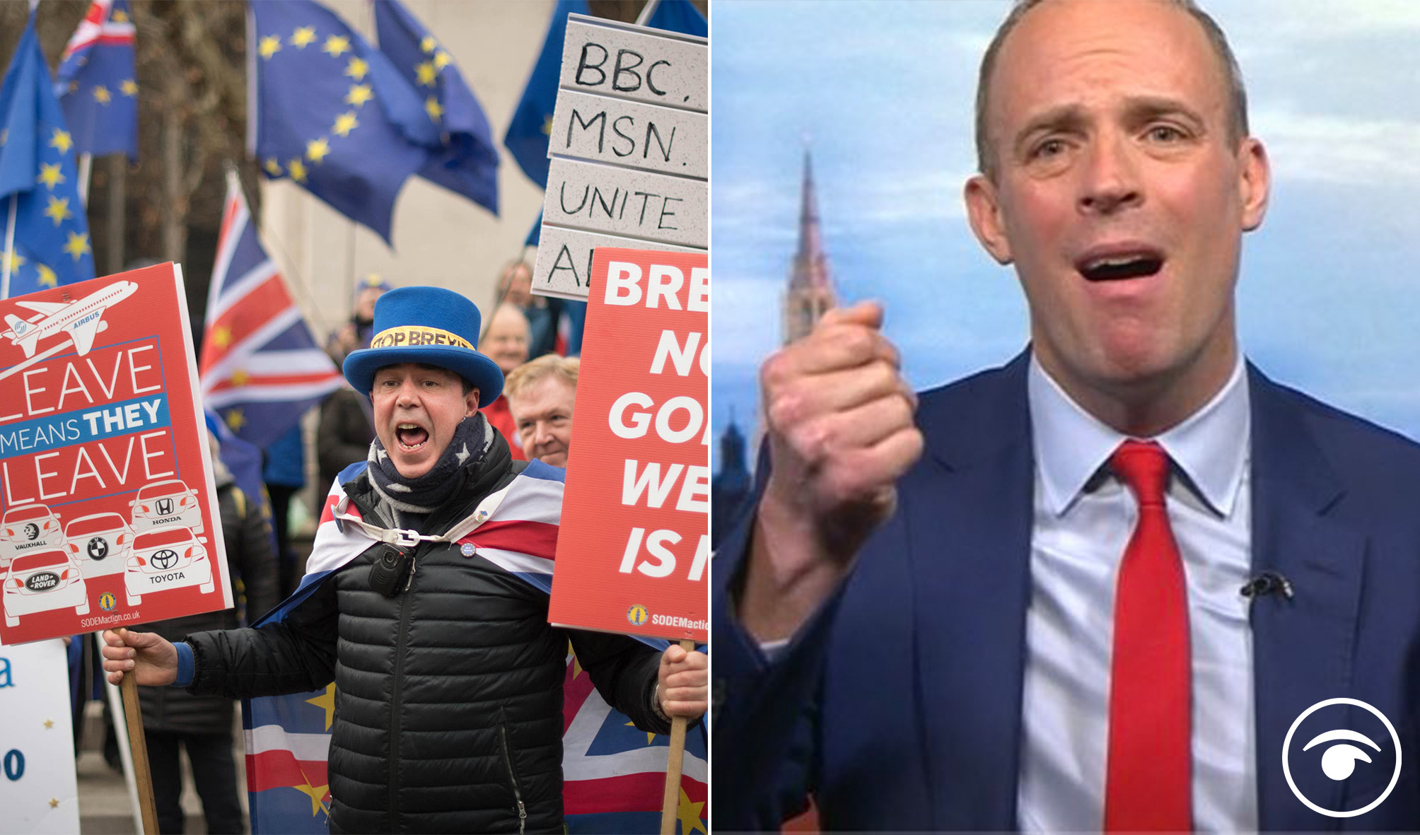 Watch: Steve Bray had a busy morning as he is accused of ‘libel’ by Raab
