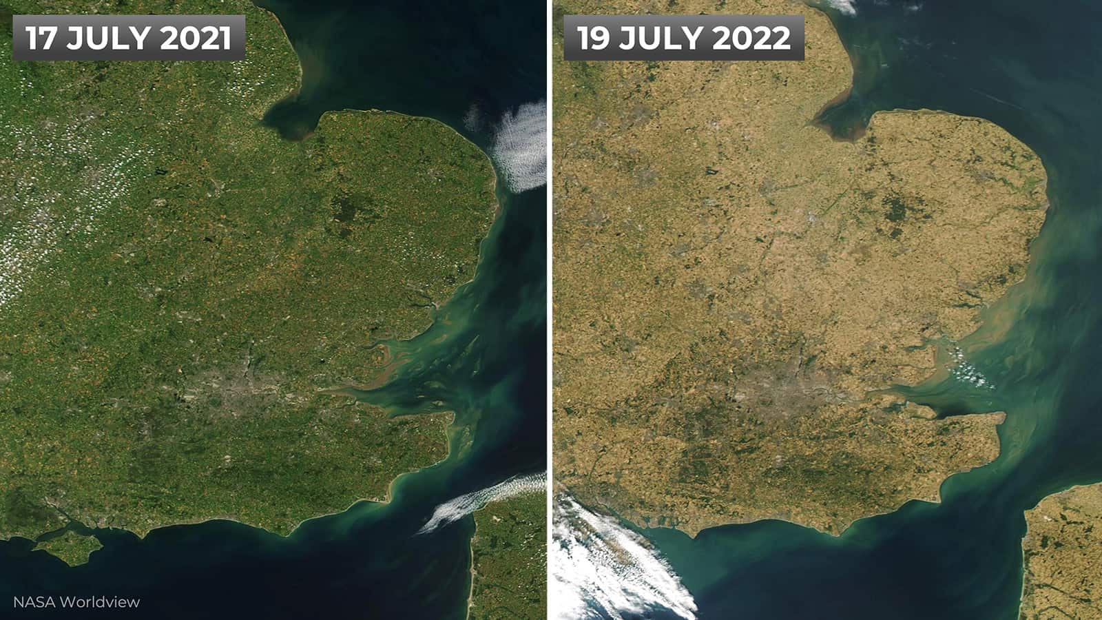 Crazy NASA photos show how parched and burnt the UK is