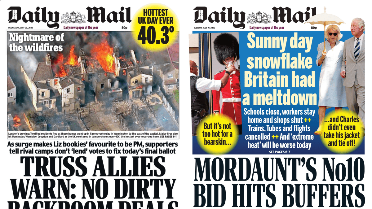What a difference a day makes: Daily Mail changes tack as Britain burns