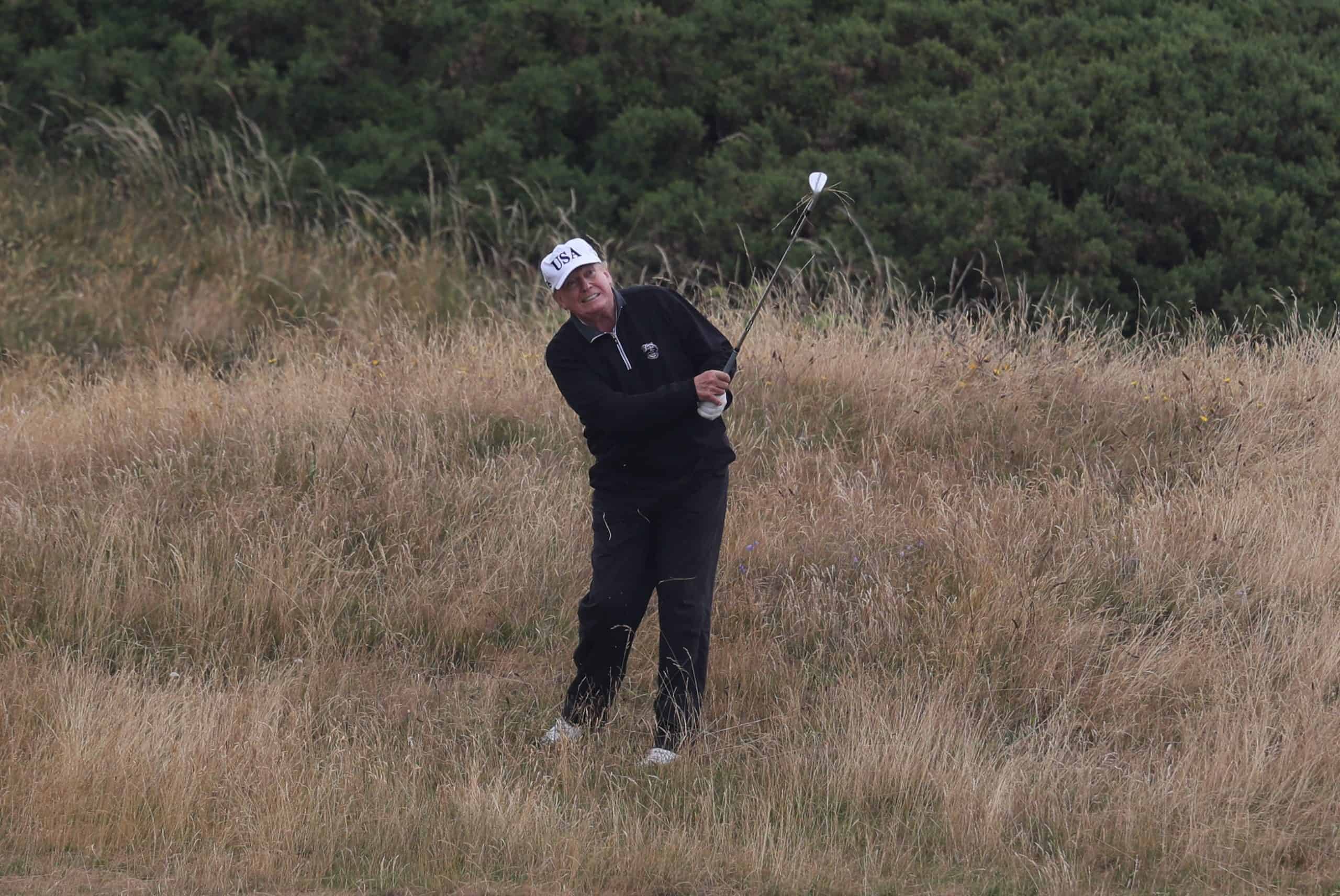 Trump ‘looks like a totally different person’ as he turns up to play Saudi golf competition with no make-up