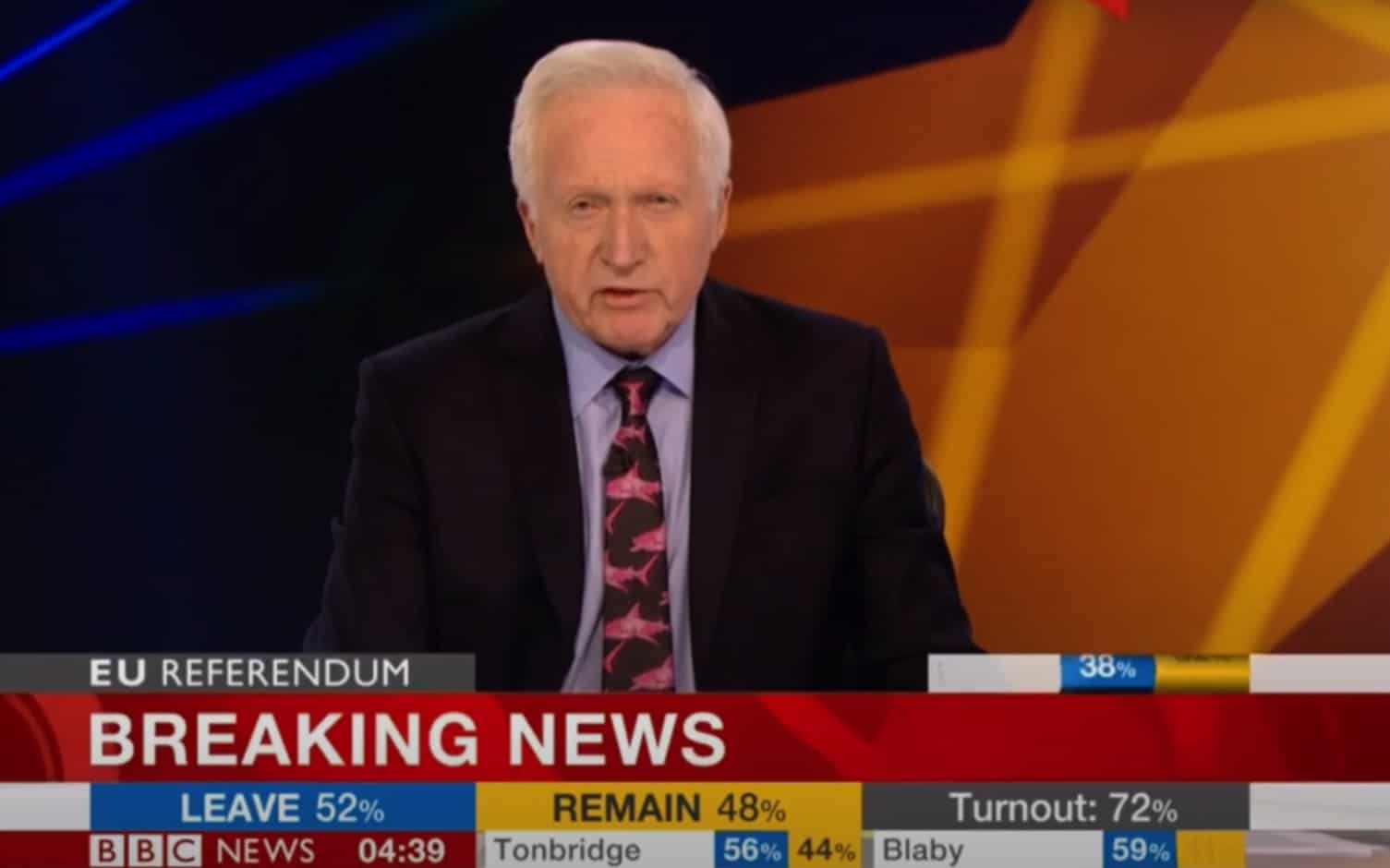 David Dimbleby recalls the ‘difficult’ moment he announced the Brexit referendum result