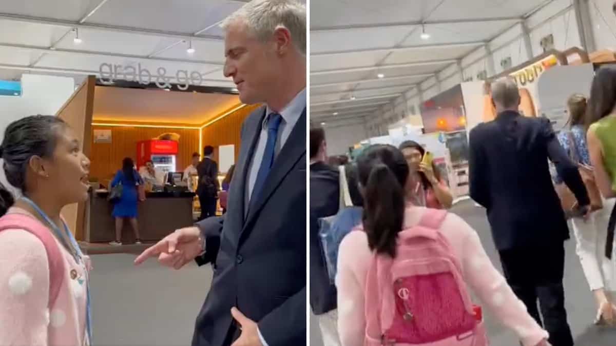 Lord Goldsmith ‘runs away’ from 11-year-old climate activist at Cop27