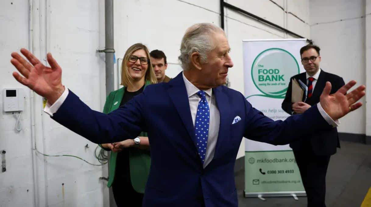 King Charles makes surprise visit to food bank