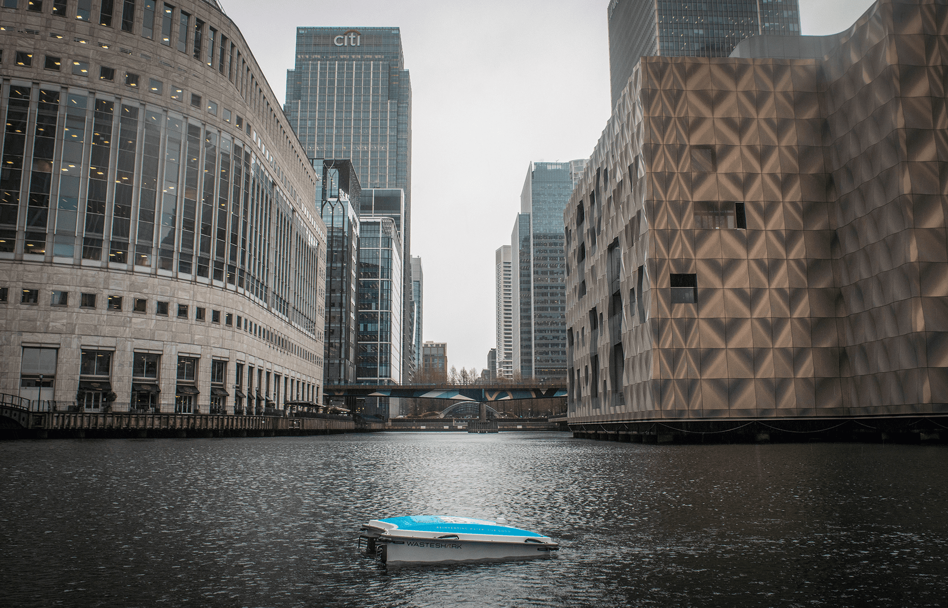 Plastic-eating robot shark deployed in Canary Wharf