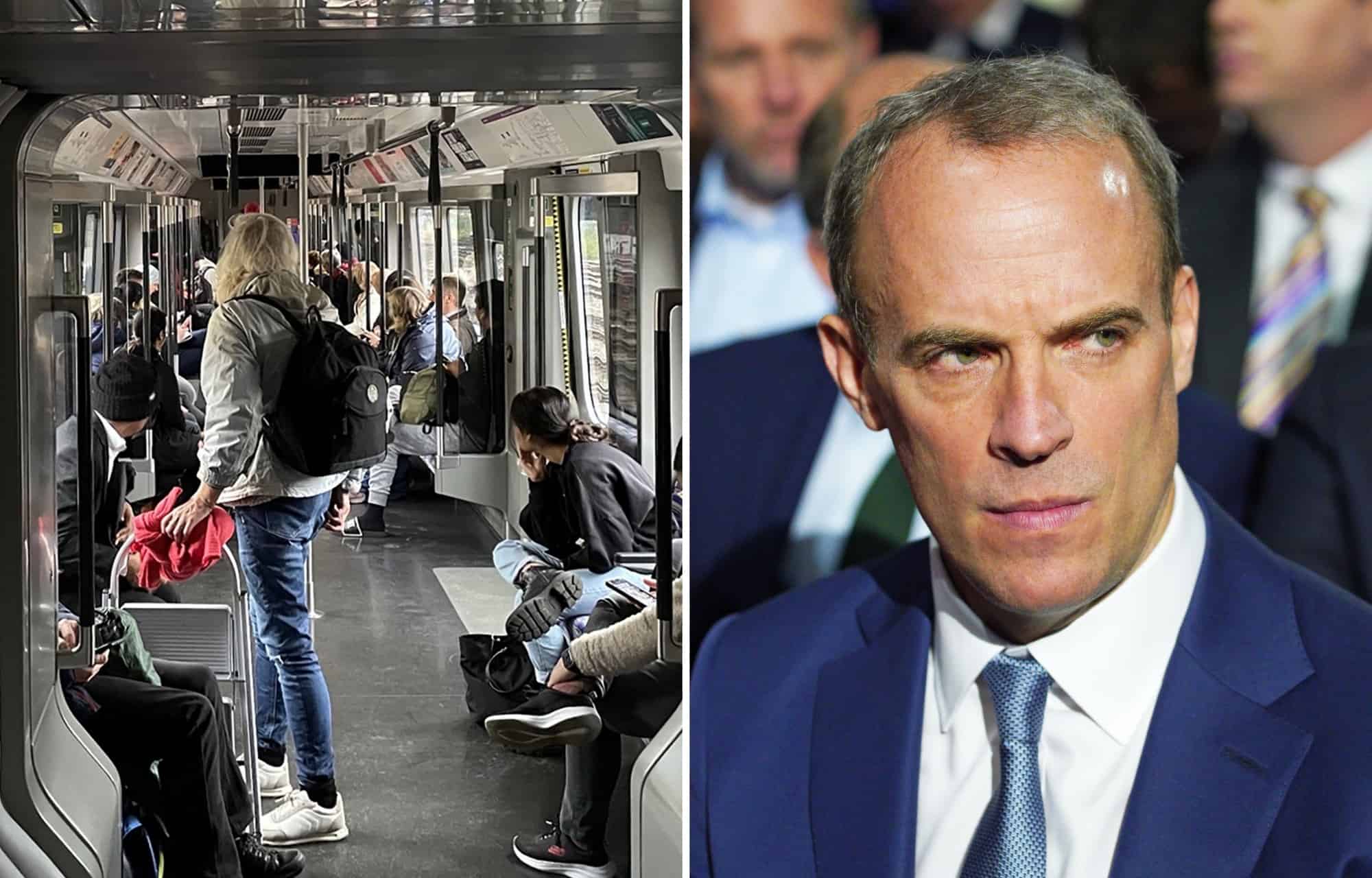 Train burst into applause after Raab quits