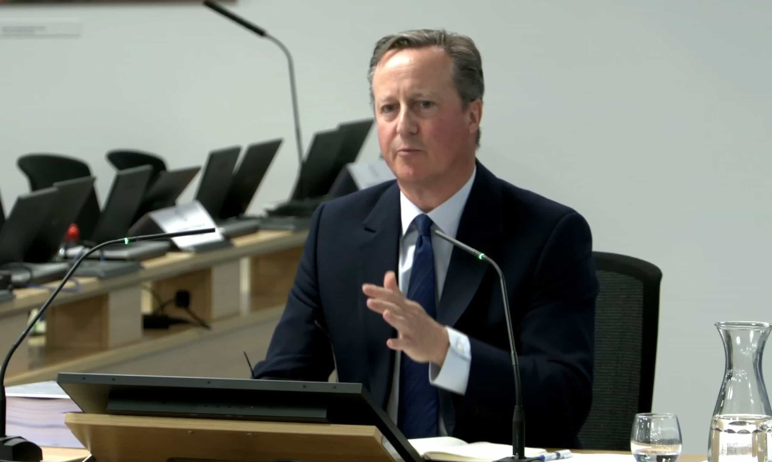 ‘Shame on you’: Cameron heckled as he leaves Covid inquiry