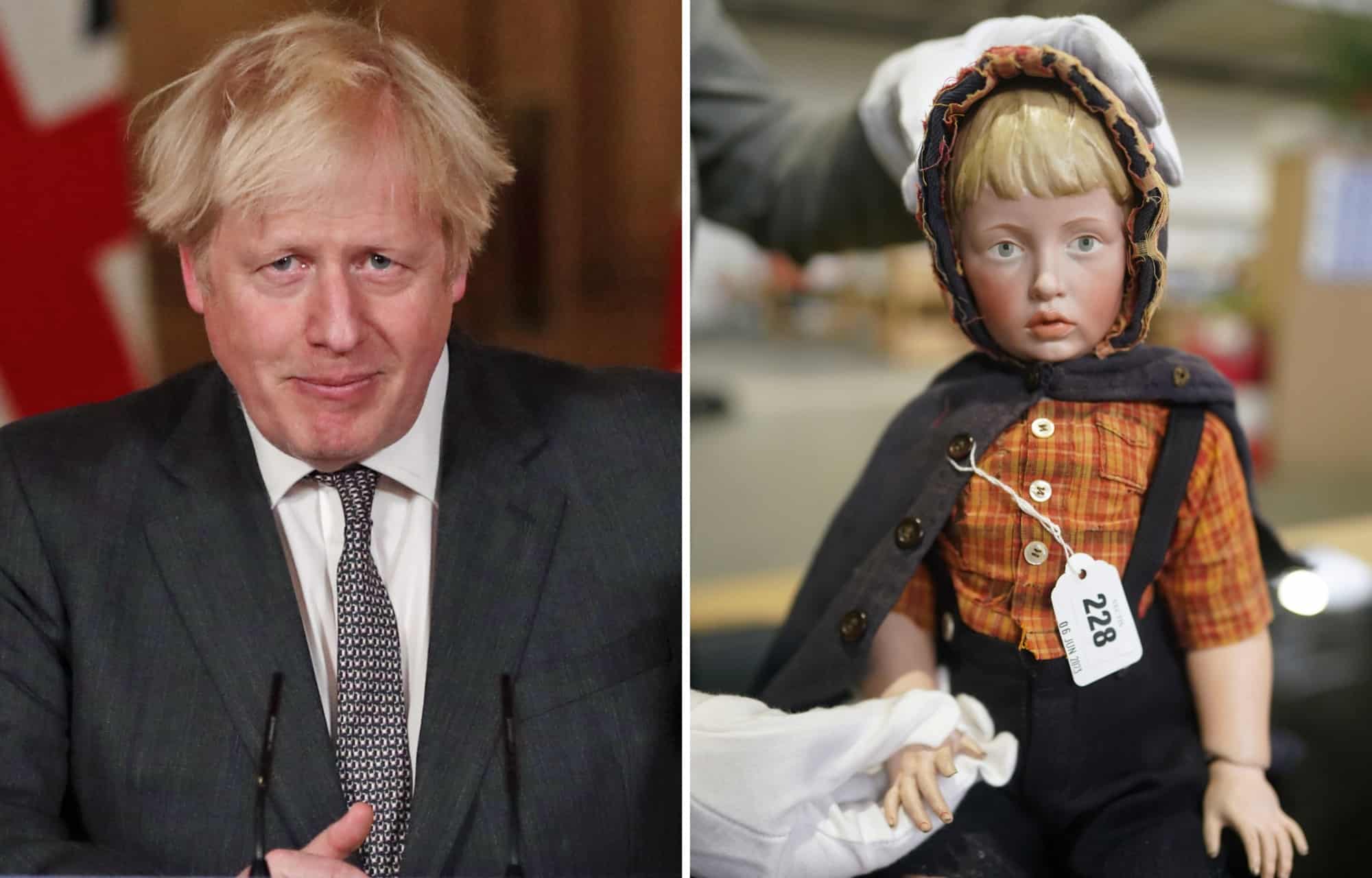 Doll with striking resemblance to a young Boris Johnson sells for £52k after being pulled out of a skip