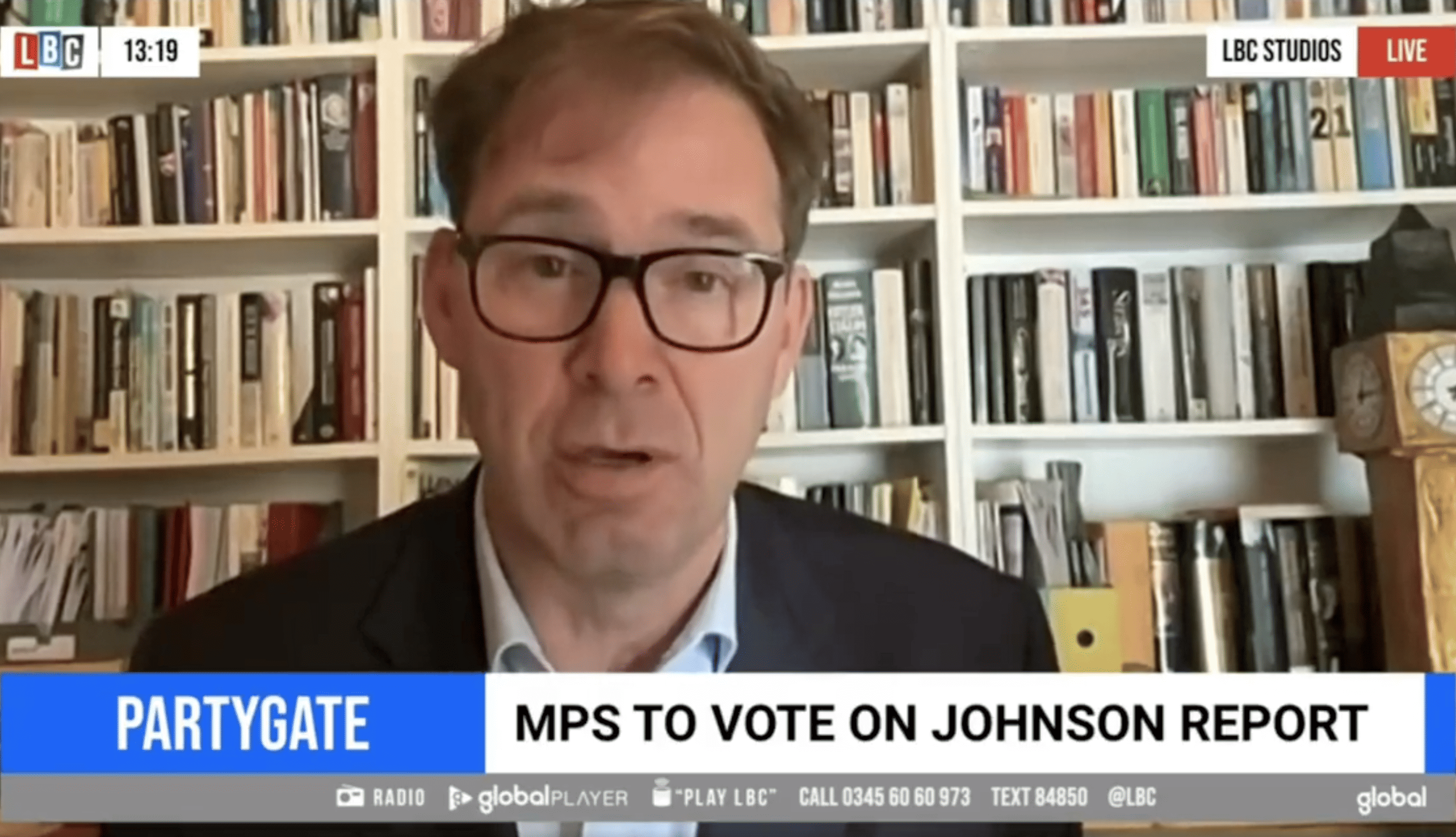 Tobias Ellwood changes mind on Johnson vote live on air