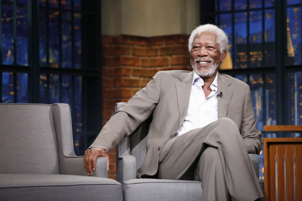 LATE NIGHT WITH SETH MEYERS -- Episode 379 -- Pictured: Actor Morgan Freeman during an interview on June 7, 2016 -- (Photo by: Lloyd Bishop/NBC/NBCU Photo Bank via Getty Images)