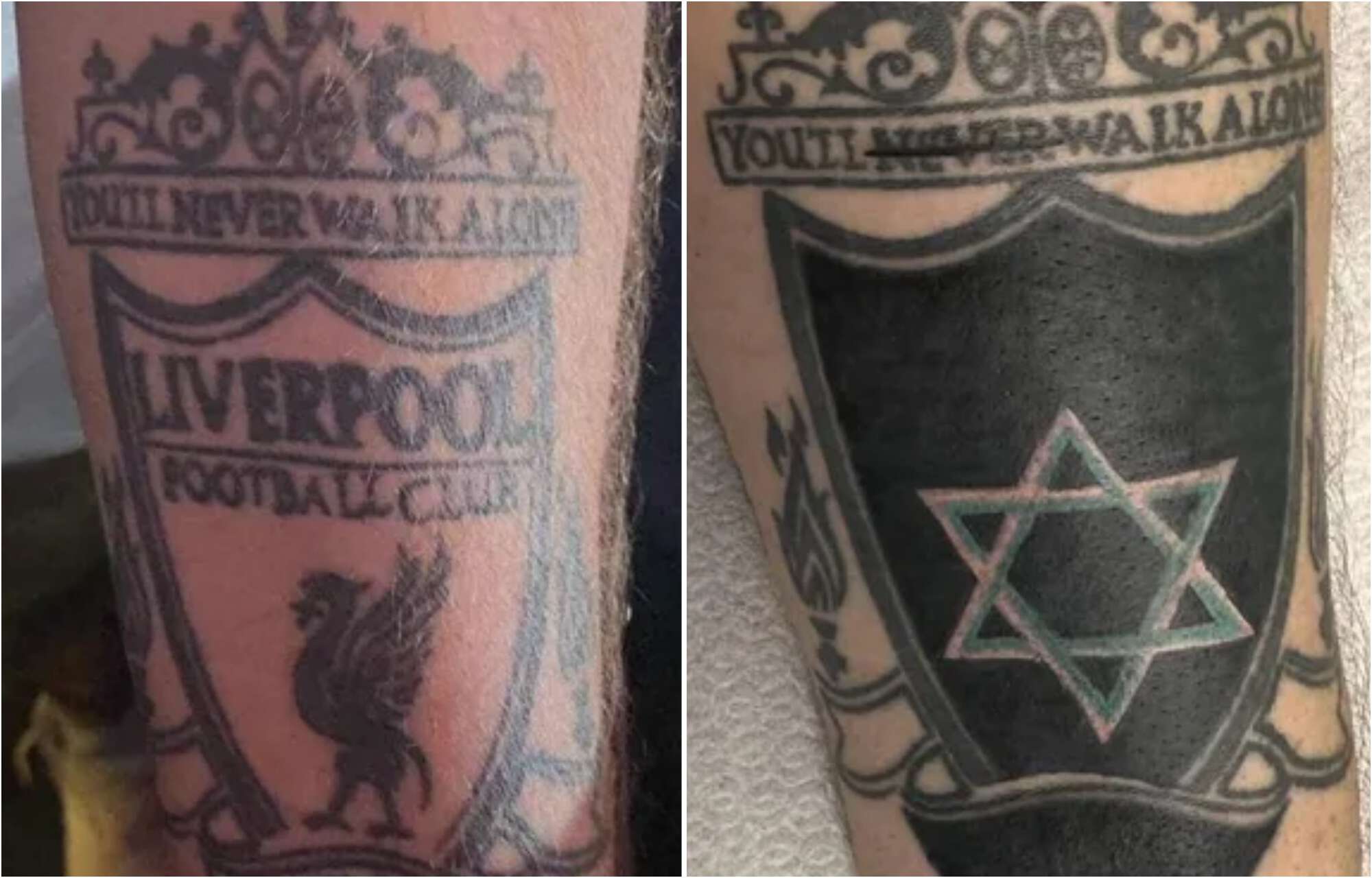 Liverpool fan gets tattoo blacked out after club bans tribute to fans murdered by Hamas