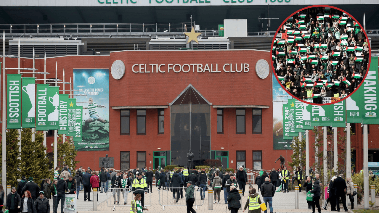 Wow! Celtic fans snub club warnings with Palestinian flag display