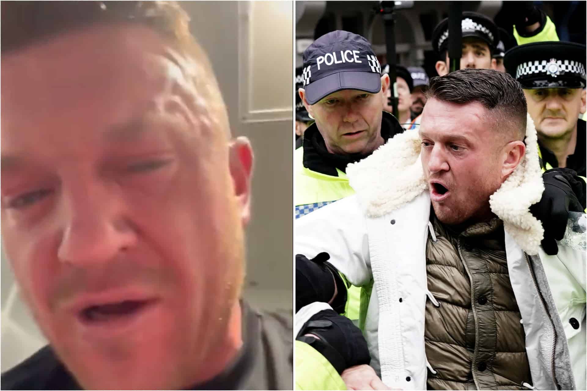 Tommy Robinson posts video after being pepper-sprayed by police