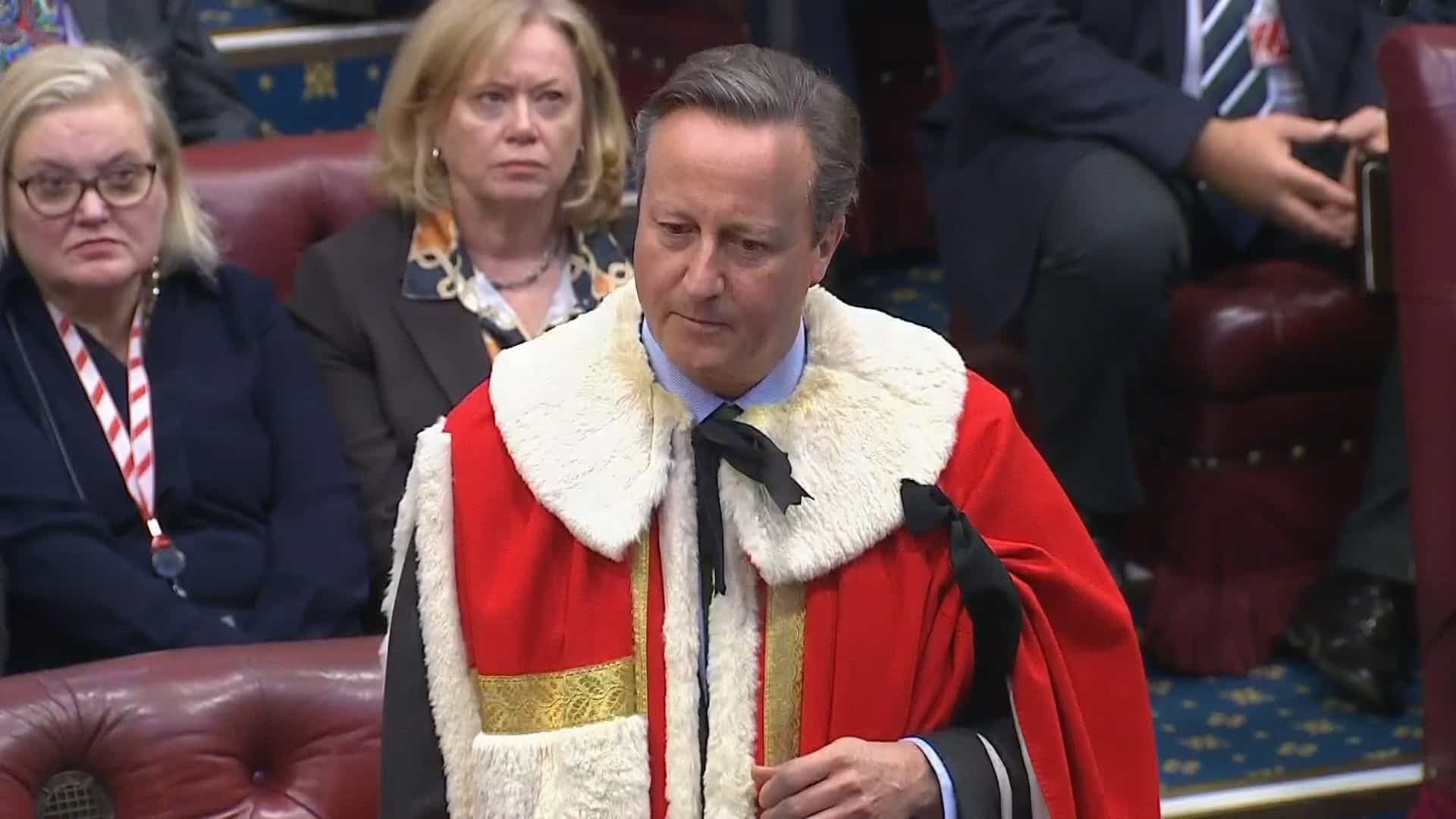 David Cameron takes seat in House of Lords after Foreign Secretary appointment