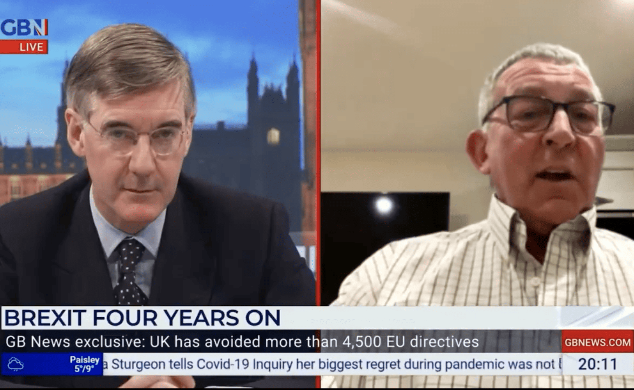 Rees-Mogg cuts off farmer threatening to spoil his Brexit anniversary show
