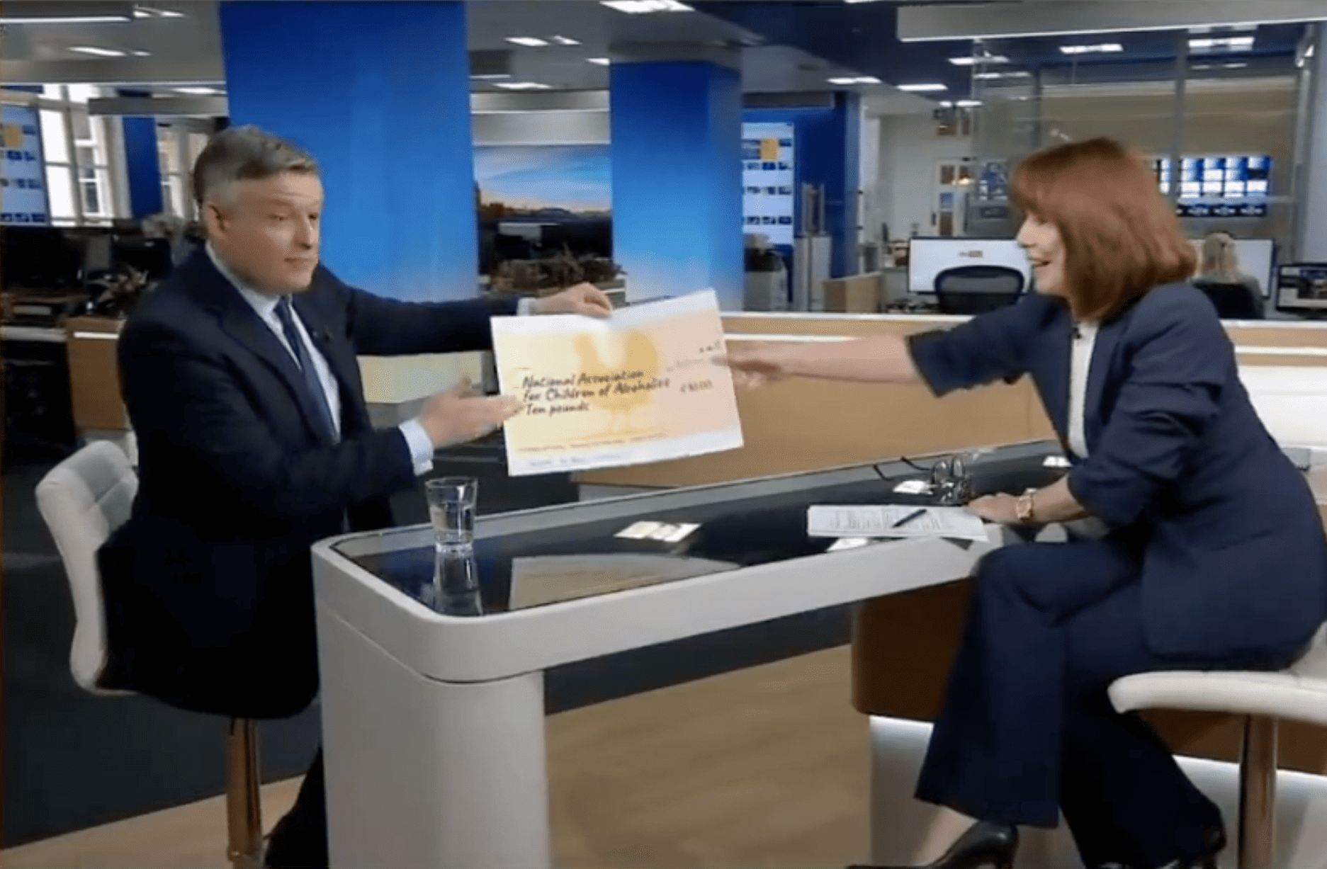 Jonathan Ashworth pays May election bet off with a cheque from The Bank of Chicken