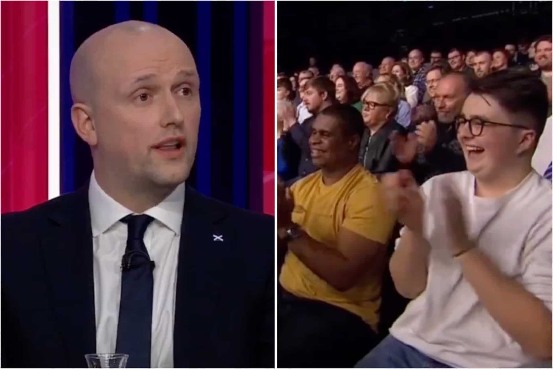 Stephen Flynn receives rapturous applause from Question Time audience as he rips into Tories