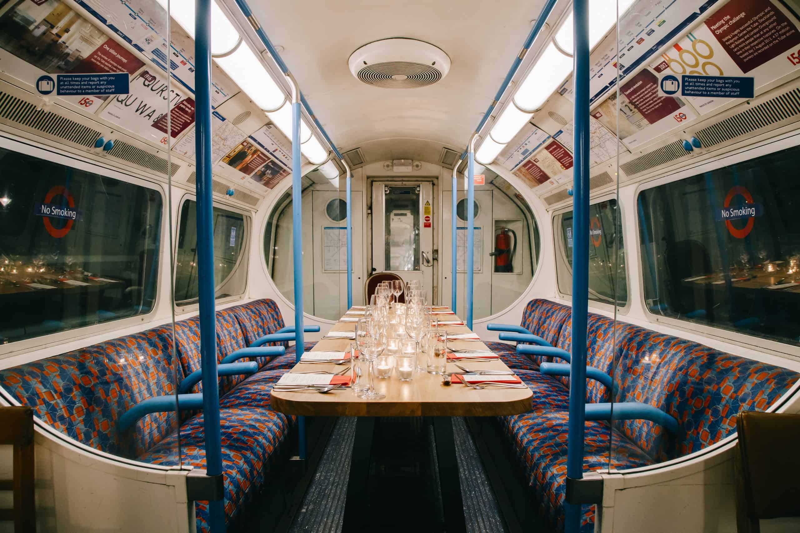 Dine in a tube carriage at London’s most unique supperclub
