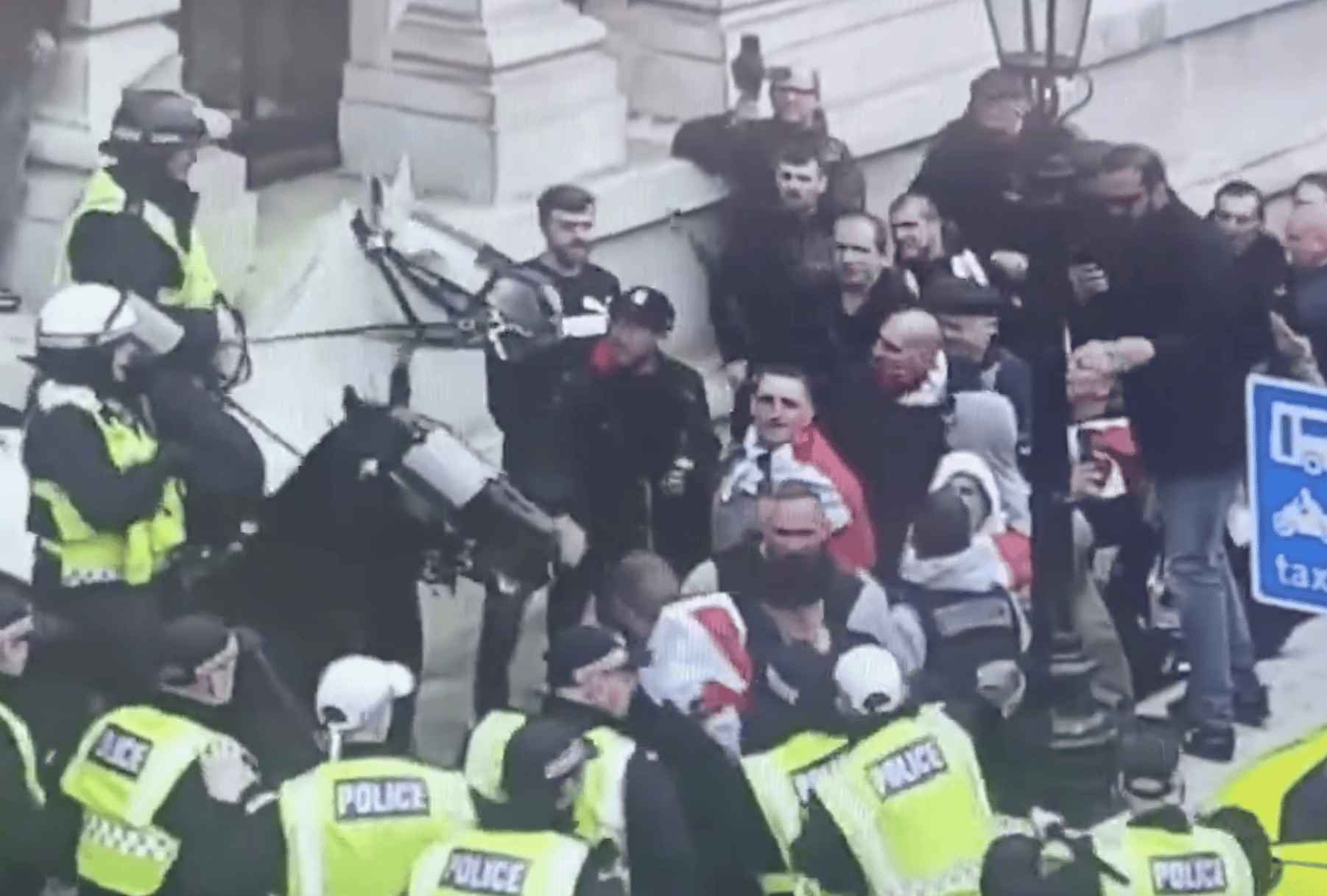 St George’s Day protestor attacks police horse with an umbrella