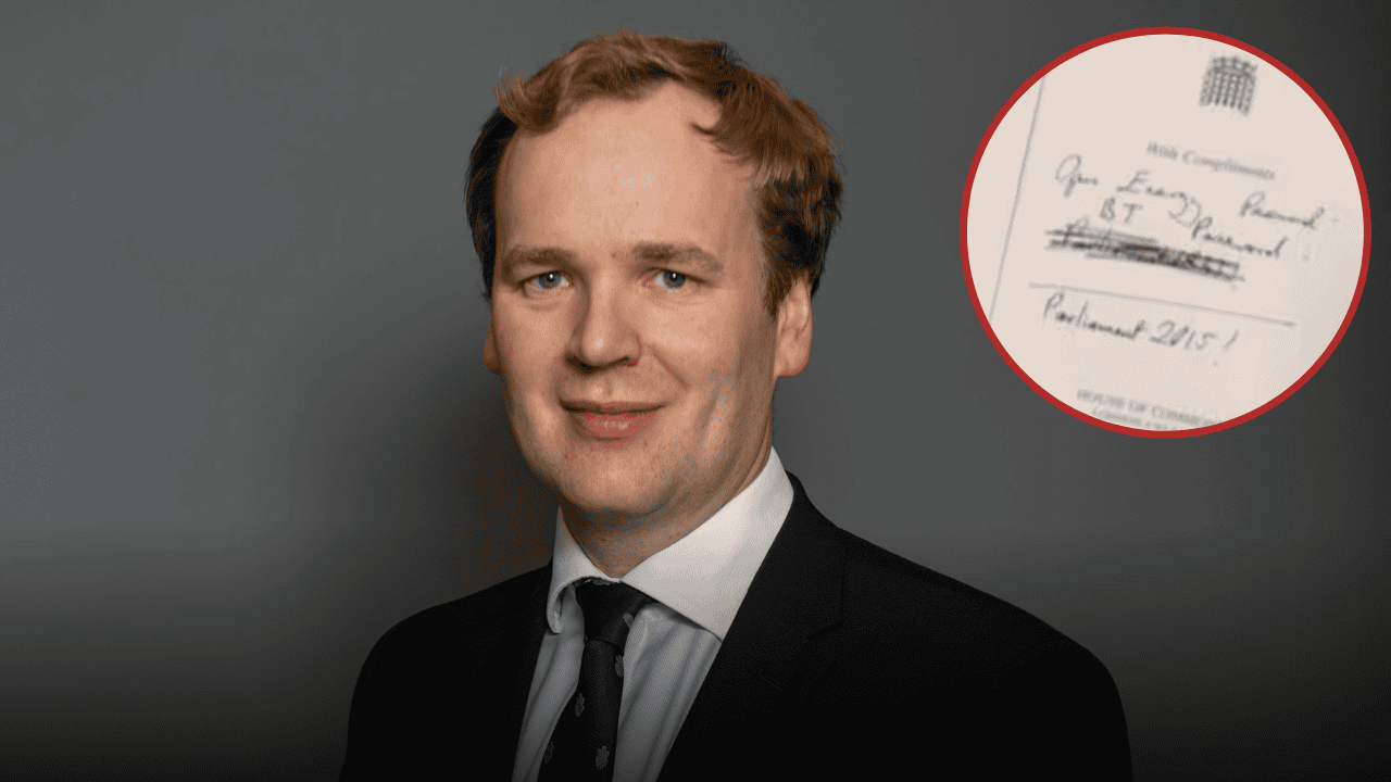 William Wragg accidentally lets office Wifi password slip during photoshoot