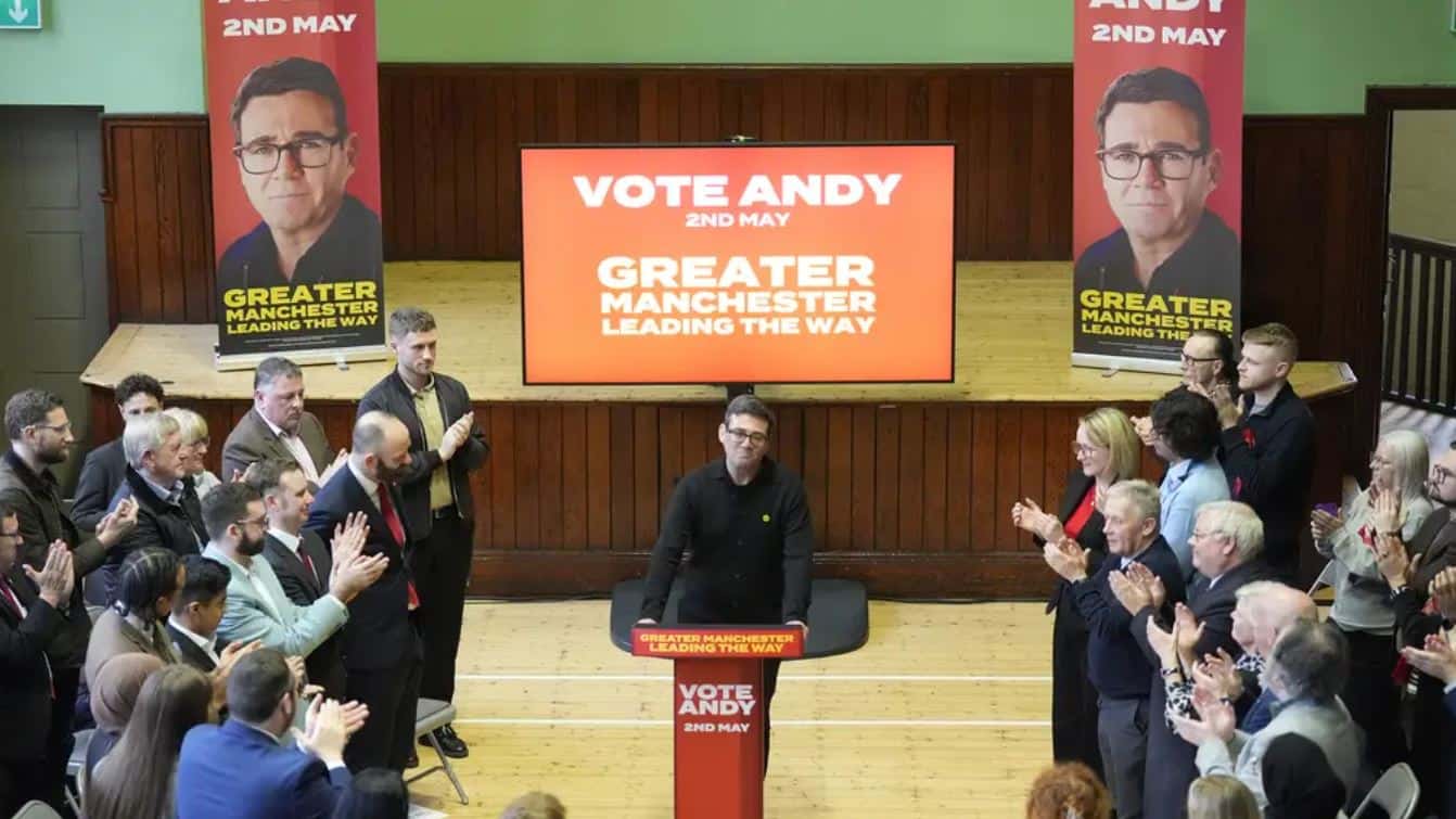 Andy Burnham launches campaign at Salford venue made famous by The Smiths