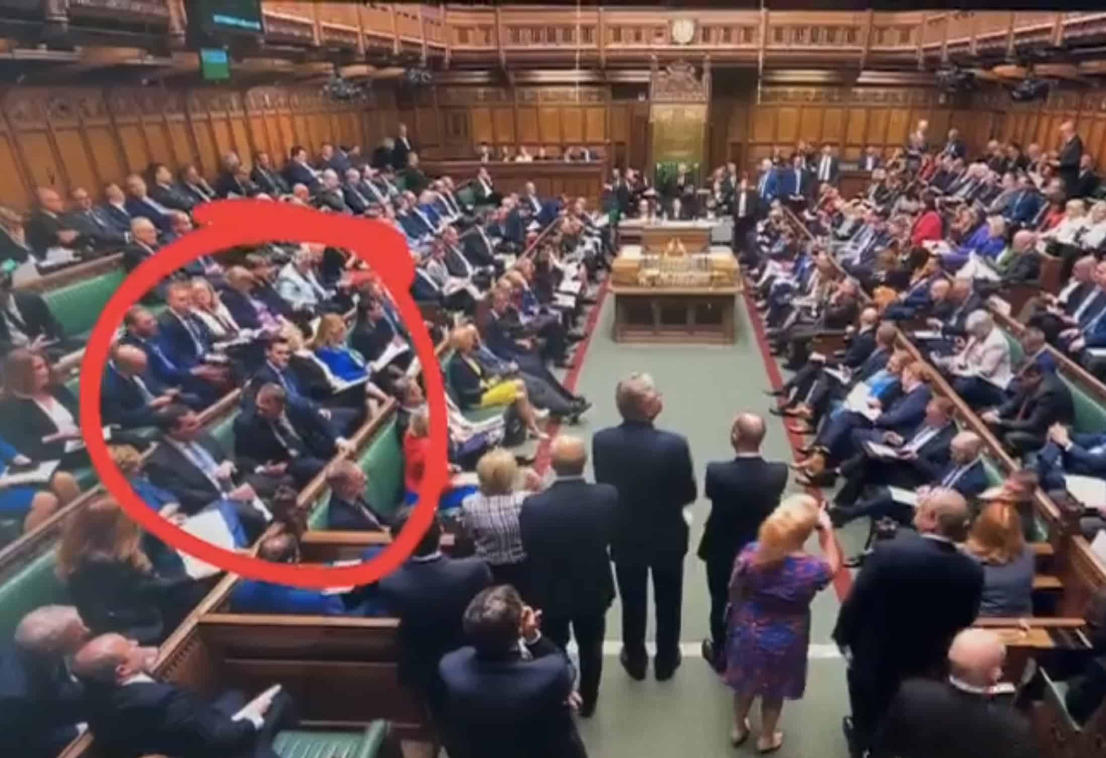 Baffled Jonathan Gullis tries to work out why Natalie Elphicke isn’t sitting next to him in PMQs
