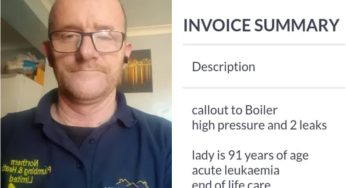 British plumber’s invoice goes viral after he fixes boiler of terminally-ill 91-year-old